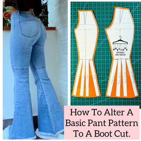 [PaidAd] Boot Cuts Are Beautiful And Can Be Rocked With Any Fabric Of Choice. This Illustration Is Beginners Friendly If You Have A Basic Knowledge Of Pant Drafting You Can Easily Manipulate Or Alter A Pant Pattern To A Boot Cut. This Illustration Is Easy And Straight To The Point. Required Measurements Band Waist To Hip Waist To Knee Waist To Floor Round Thigh Round Knee Round Ankle Hip Circumference * Feel Free To Ask Questions * Feel Free To Like And #trouserpantspatterndesign Precious Apparel, Trouser Pants Pattern, Pants Pattern Free, Pant Pattern, Diy Clothes Patterns, Clothing Pattern Design, Baby Tutu Dresses, Trouser Pattern, Dress Sewing Tutorials