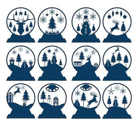 Vector christmas snow globe paper cut | Premium Vector #Freepik #vector #christmas-patterns #christmas-snowball #christmas-art #snowglobe Snowglobe Silhouette, Harry Potter Snow Globe, Snow Globes Christmas, Christmas Card 3d, Christmas Snowball, Christmas Card Svg, Gnome For Christmas, Free Laser Cut Files, Snow Globe Christmas