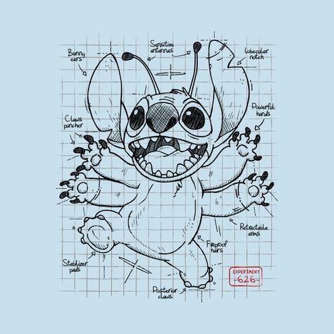 626 Stitch, Disney Drawing Tutorial, Experiment 626, Stitch Drawing, Tattoo Style Drawings, Disney Sketches, Famous Artwork, Stitch And Angel, Foto Tips