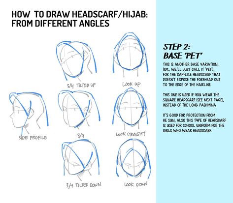 How To Draw Hijab Step By Step, Hijab Side Profile, Drawing Hijab Tutorial, Hijab Art Reference, Headscarf Drawing, How To Draw Hijab, Hijab Drawing Reference, Hijab Reference, Anime Anatomy