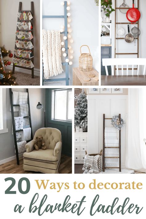 Making A Blanket Ladder, Blanket Ladder Christmas Decor, Wall Ladder Decor, Ladder Decor Living Room, Blanket Ladder Ideas, Blanket Ladder Decor, Dorm Blanket, Blanket Rack, Heirloom Blanket