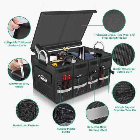 Oasser Car Boot Organiser Trunk Organiser Collapsible Waterproof Durable Multi Compartments with Sturdy Base Hook&Loop Fastener 1680D for Car Truck SUV & Indoor E3: Amazon.co.uk: Toys & Games Car Boot Organiser, Car Caddy, Cargo Organizer, Car Trunk Storage, Car Charging Stations, Trunk Organizer, Car Storage Box, Trunk Storage, Car Trunk Organization