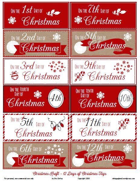 Free Printable Download -  12 Days of Christmas Gift Tags Free Printable Christmas Gift Tags, Diy Christmas Tags, Christmas Gift Tags Free, Glam Studio, 12 Days Of Xmas, Xmas Tags, Christmas Tags Printable, Free Printable Gift Tags, Christmas Gift Tags Printable