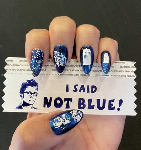 Dr. Who nails Dr Who Nails, Doctor Who Nails, Diy Acrylic Nails, Inspired Outfits, Dr Who, Doctor Who, Acrylic Nails, Outfit Inspirations, Nail Designs