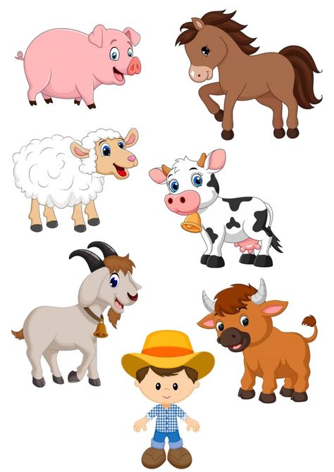 Cartoon Farm Animals Clip Art, Farm Animals Printables, Farm Animal Printables, Farm Animals Drawing, Cartoon Farm Animals, Farm Animals Pictures, Farm Animals Preschool, Farm Cartoon, Baby Animal Nursery Art