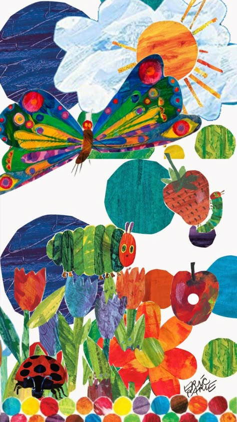 Eric #books Hungry Caterpillar Wallpaper, Hungry Caterpillar Art, Caterpillar Wallpaper, Eric Carle Art, Caterpillar Art, Caterpillar Book, My Little Pony Poster, The Very Hungry Caterpillar, Eric Carle