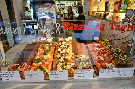 Pizza al Taglio display - Stellini Bar, Melbourne | by avlxyz Pizza Buffet Display, Pizza Display, Romans Pizza, Deli Shop, Pizza Fritta, Pasta Per Pizza, Bakery Shop Design, Small Cafe Design, Pizza Shop