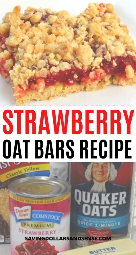 Strawberry Oatmeal Bars Easy, Wendy’s Oatmeal Bar Recipe, Strawberry Oat Bars, Strawberry Dessert Bars, Homemade Breakfast Bars, Easy Breakfast Bar, Breakfast Cereal Bars, Cereal Bars Recipes, Baking Chart