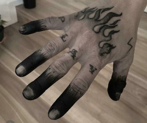 Small Hand Tattoos For Guys Design, Joker Hand, Hand Tattoos For Men, Tiger Hand Tattoo, Butterfly Hand Tattoo, Blackout Tattoo, Flame Tattoos, Palm Tattoos, Tattoo Inspiration Men