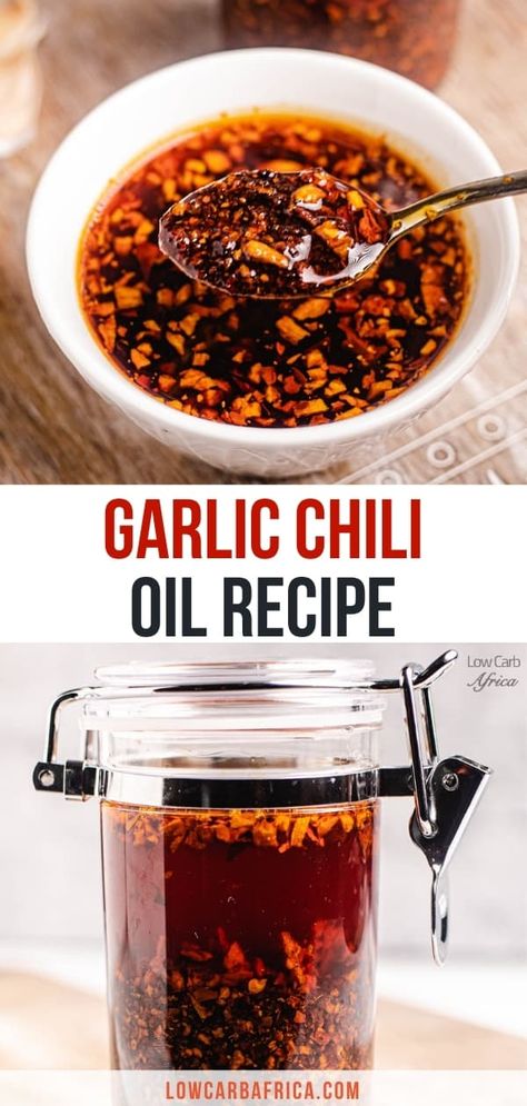 Garlic Chili Oil Recipe, Hot Oil Recipe, Garlic Oil Recipe, Sichuan Chili Oil, Garlic Chili Oil, Pantry Basics, Rhubarb Chutney, Hot Chili Oil, Chili Oil Recipe