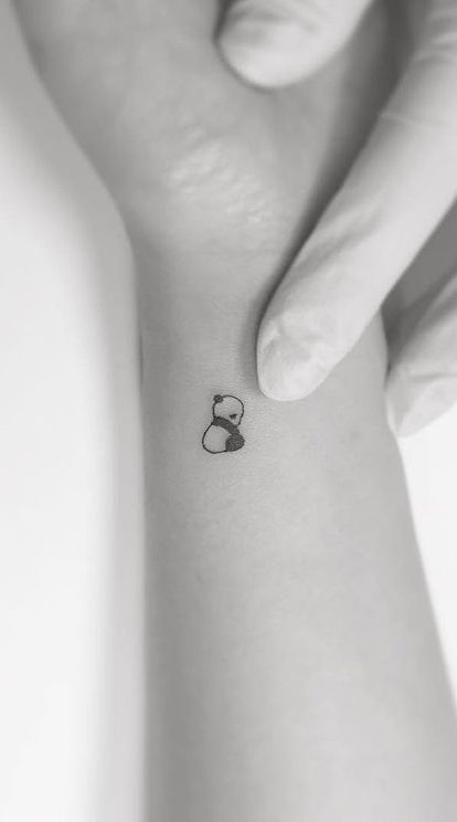 #tattoos #tattooideas #panda #pandatattoo Panda Tattoo, Shape Tattoo, Tattoo Trend, Mini Tattoo, Small Wrist Tattoos, Cute Small Tattoos, Disney Tattoo, Śliczne Tatuaże, Small Tattoo Designs