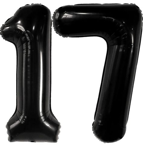 17 Balloons Number Aesthetic, 17 Birthday Balloons, 17th Birthday Decorations, Black Ballons, 17 Balloons, 17 Number, Balloons Number, Balloon Numbers, 17th Anniversary