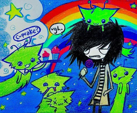 Scene Emo Art, 2000s Art, Emo Art, Scene Art, Scene Emo, Emo Scene, A Girl, Rainbow, Hair