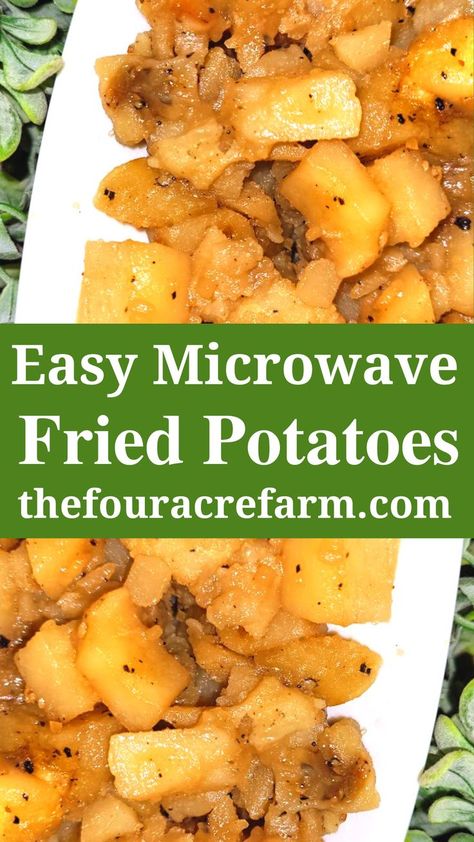 Microwave Sliced Potatoes, Microwave Roasted Potatoes, Microwave Onion Recipe, Microwave Potato Recipes, Microwaved Potatoes, Microwave Potatoes, Fry Potatoes, Easy Potatoes, Farmhouse Food