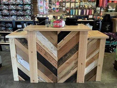 Boutique Checkout Counter, Retail Sales Counter, Cash Wrap Counter, Shape Reclaimed, Check Out Counter, Coffee Shop Counter, Wood Reception Desk, Reception Desk Counter, Cash Counter