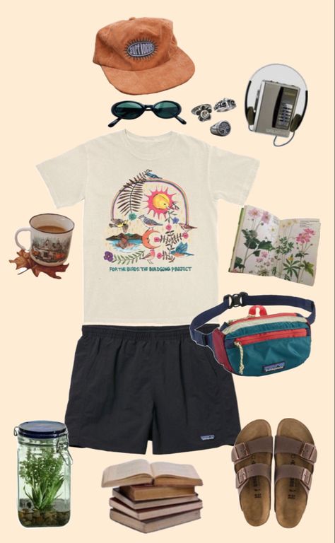 80s Summer Camp Outfits Men, Florida Guy Outfits, Summer Camping Outfits Men, Hawaii Aesthetic Outfits Men, Mens Summer Hiking Outfit, Crunchy Outfits Men, Patagonia Outfit Mens Summer, Surfer Style Clothes, Granola Guy Aesthetic Summer