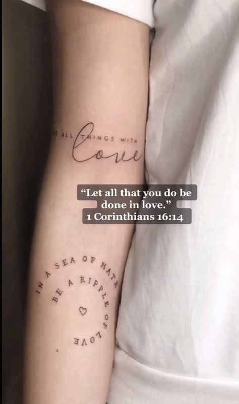 I Will Wait For You Tattoo, Biblical Best Friend Tattoos, Faith Based Best Friend Tattoos, Because He Lives Tattoo, God Is Love Tattoo, Corinthians 16:14 Tattoo, Woman Bible Verse Tattoo, Isaiah 41:10 Tattoo Women, 1 Corinthians 16:14 Tattoo Ideas