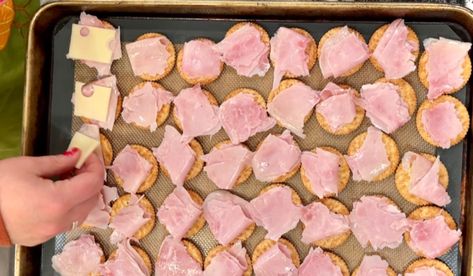 A Party Favorite: Ham and Cheese Ritz Cracker Sandwich Recipe - Meals With Maria Ritz Ham And Cheese Sandwiches, Ritz Cracker Sandwich, Ritz Cracker Sandwiches, Cracker Sandwiches, Ritz Cracker Recipes, Ham Cheese Sliders, Homemade Ham, Ham And Swiss, Party Snacks Easy