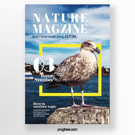 High End Simple Natural Animal Humanistic Blue Environment Magazine Cover Poster Animal Design, Magazine Cover Nature, Animal Magazine Cover, Environment Magazine, Nature Magazine Cover, Blue Environment, Travel Magazine Design, Catalog Cover Design, Blue Logo Design