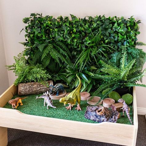 Market Dramatic Play, Dinosaur Diorama, Dinosaur Small World, Sensory Play Ideas, Dinosaur Projects, Dinosaur Play, Tree House Diy, Dinosaur Room, Dinosaur Activities