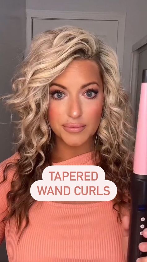 Tapered wand hair! 1. What you’ll need - a tapered wand & firm hold hairspray. 2. Always work in sections. 3. Hold it vertically with the… | Instagram Waves With A Wand, Curling Wand Tutorial, Using A Curling Wand, Styling Wand, Wand Hairstyles, Beach Wave Hair, Curling Hair With Wand, Hair Down, Wand Curls