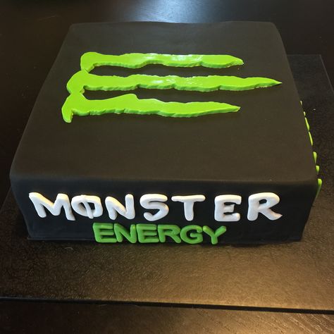 Monster Energy cake                                                                                                                                                     More Monster Energy Cake, Monster Energy Drink Logo, Bike Cakes, Monster Energy Girls, Monster Crafts, Monster Energy Drink, Monster Cake, Cool Birthday Cakes, Energy Drink