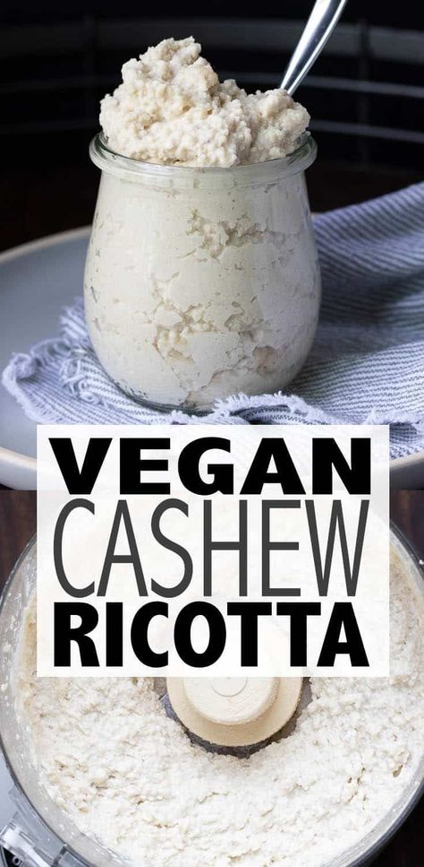 Creamy, tangy and perfect for everything from lasagna to pizza. This vegan cashew ricotta cheese recipe takes only 5 minutes to make! #veganrecipes #italianfood via @veggiesdontbite Vegan Cashew Ricotta, Cashew Ricotta Cheese, Ricotta Cheese Recipe, Veggie Sauce, Vegan Dressings, Cashew Ricotta, Ricotta Cheese Recipes, Cheese Alternative, Vegan Ricotta