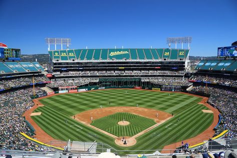 Oakland Coliseum Baseball Stadium Day Game. A view of Oakland-Alameda County Ove , #spon, #Stadium, #Day, #Game, #Oakland, #Coliseum #ad White Sox Stadium, Baseball Stadium Tour, Painting Mood, Mlb Stadium, Oakland Coliseum, Oakland A’s, Mlb Stadiums, Baseball Park, Baseball Stadium