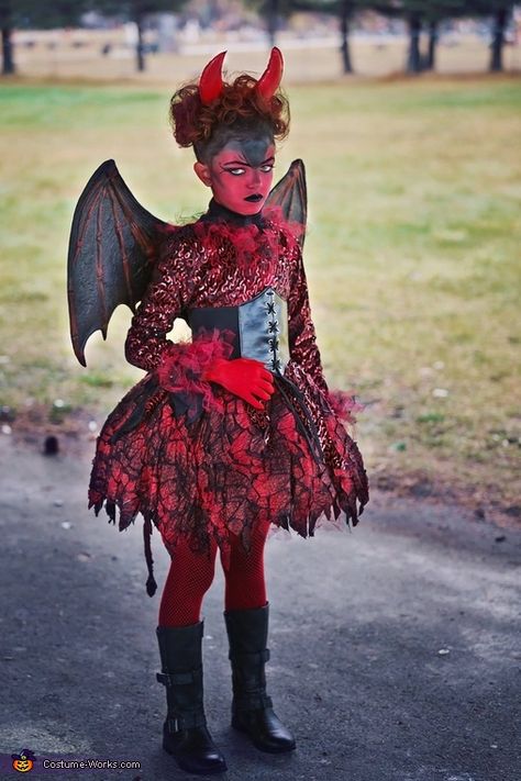 Little Devils Costume - Halloween Costume Contest Devil Makeup Halloween Kids, Scary Halloween Costume Ideas For Kids, Diy Demon Costume, Kids Devil Makeup, Imp Costume, Scary Halloween Costumes For Kids, Demon Halloween Costume, Scary Kids Costumes, Outfit Ideas Halloween