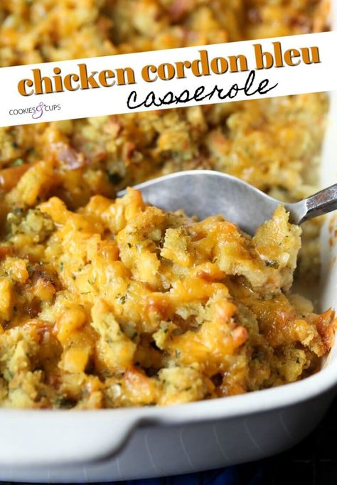 Easy Chicken Cordon Bleu Casserole, Stove Top Stuffing Recipes, Baked Chicken Cordon Bleu, Easy Chicken Cordon Bleu, Stove Top Stuffing, Cordon Bleu Casserole, Chicken Cordon Bleu Casserole, Chicken Ham, Freezable Meals