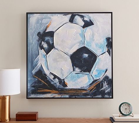 Nursery & Kids Wall Art | Pottery Barn Kids Soccer Wall Art, Mirror Canvas, Soccer Art, Kids Wall Art, Visual Artwork, Art Wall Kids, Artist Names, Soccer Ball, Kids Decor