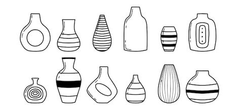 Vector set of modern vases vases for flo... | Premium Vector #Freepik #vector #outline #cute-line #doodle-design #outline-illustration Flowers Doodle, Vases Flowers, Vases For Flowers, Modern Vases, Baby Printables, Doodle Style, Flower Doodles, Modern Vase, Style Home