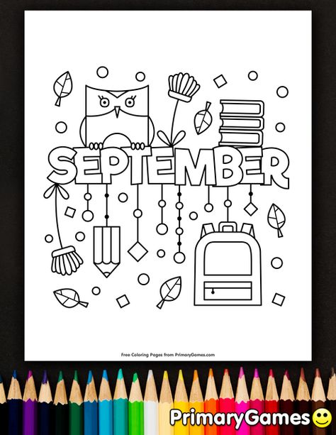 Free printable online Fall Coloring Pages eBook for use in your classroom or home from PrimaryGames. Print and color this September coloring page. Tumblr Coloring Pages, September Colors, Fall Coloring, Apple Activities, Preschool Coloring Pages, Fall Kindergarten, Paw Patrol Coloring Pages, Coloring Calendar, Coloring Page Printable