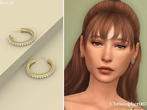 Royal Earrings, Mod Earrings, Sims 4 Tsr, Hair Earrings, New Mods, Sims 4 Downloads, Cherry Dress, Hair Clothes, Sims 4 Clothing