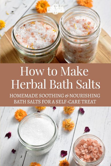 Natural Bath Salts Diy, Bathsalt Diy Recipe, Homemade Apothecary, Diy Bath Salts With Essential Oils, Herbal Bath Recipes, Herbal Salt, Milk Bath Recipe, The Prairie Homestead, Homesteading Life