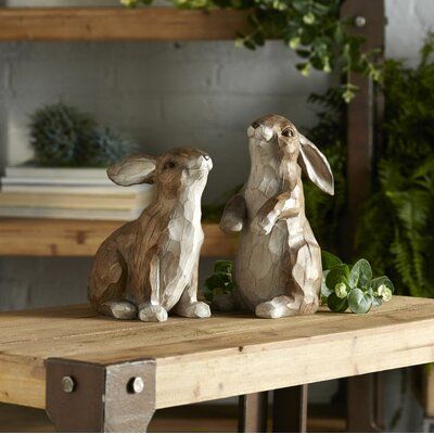 Winston Porter Halverson Rabbit 2 Piece Figurine Set Furniture Measurements, Spring Mantle Decor, Bunny Statue, Stone Powder, Wooden Rabbit, Pig Figurines, Spring Color Palette, Spring Decor Diy, Country Cottage Style