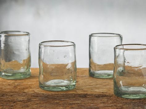 Organic Double Old-Fashioned Glasses (Set of 4) in White | Arhaus Old Fashioned Glass, Glassware Collection, Humble Abode, Dream House Decor, Kitchen Stuff, Recycled Glass, Glasses Fashion, Glass Set, Decorating Tips