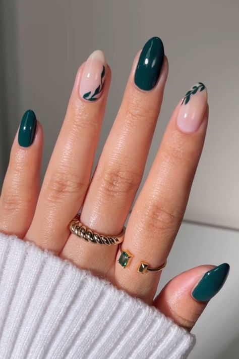 30 Downright Gorgeous Dark Green Nails You Didn't Know You Needed This Holiday Season Dark Teal Gel Nails, Acotar Nails Ideas, Winter Nails Dark Green, Green Nails Christmas Holidays, Dark Green Nails With Design, Winter Nails Acrylic Simple, Short Green Christmas Nails, Nail Inspo Dark Green, Dark Teal Nail Ideas