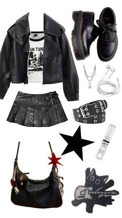 Kpop Grunge Outfits, Y2k Grunge Outfits Female, Grunge Concert Outfit Ideas, Prue Halliwell Outfits, New Rock Outfit, Emo Fashion 2000s, Alt Concert Outfit, Punk Outfits Aesthetic, Goth Concert Outfit