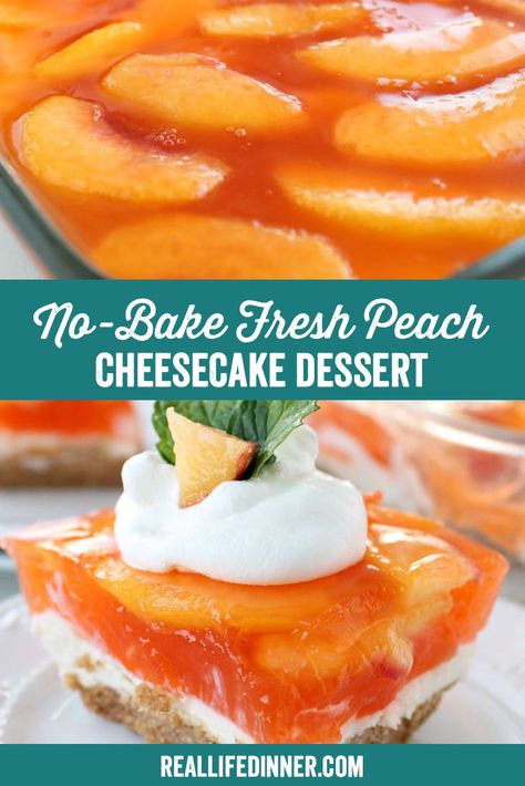 Fresh Peach Cheesecake, Peach Topping, Congealed Salads, Icebox Pies, Peaches Cream Cheese, Pan Desserts, Peach Jello, Nectarine Recipes, Jello Mold Recipes