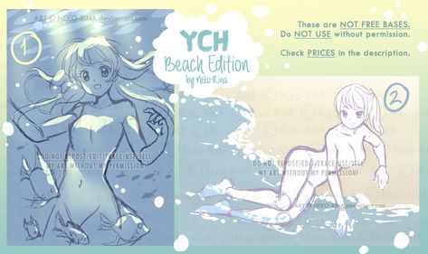 YCH Beach Edition [CLOSED] by Neko-Rina Poses Manga, Beach Drawing, Body Base Drawing, Poses References, Art Base, Art Poses, Anime Poses Reference, Drawing Challenge, Anime Sketch