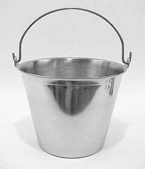 Stainless Steel Milk Pail - 13 Qt - 13 qt Stainless Steel Pail or Bucket made in the USA. Use for Milking your cow or goat, or many other uses. Sturdy 18-8, type 304 stainless steel, one-piece seamless construction, mirror polish, strong handle and thick bottoms. No welds to break, which is important for a milking pail or Self Sufficient Living, Goat Milking, Milk Pail, Steel Bucket, Cleaning Buckets, Wine Bucket, Self Sufficient, Water Bowl, Cleaning Accessories