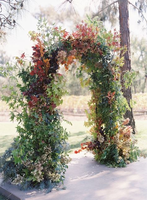 Fall Arbor, Foliage Arch, Fall Wedding Arch, Ceremony Arch Flowers, Fall Editorial, Micro Wedding Ideas, Destination Wedding Flowers, Fall Wedding Arches, Fall Ceremony