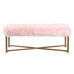 HomePop Faux Fur Rectangle Bench | Kohls Daisy Bedroom, Rose Gold Rooms, Pink Ottoman, Marble Room, Pink Bench, Disney Blanket, Gold Room Decor, Gold Room, Pink Items