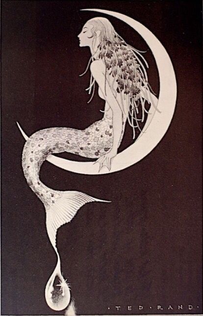 Ted Rand. Moon Ideas Tattoo, Art Nouveau Mermaid, 동화 삽화, Mermaid Fairy, Mermaid Tattoo, Mermaid Tattoos, Mermaid Dreams, Mermaids And Mermen, Vintage Mermaid