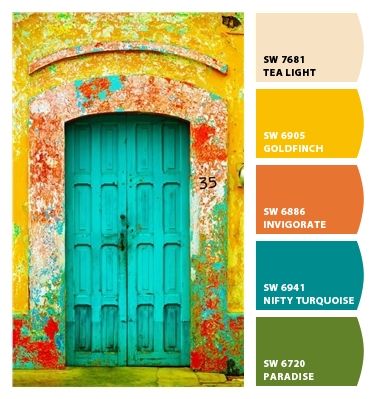 Patio Color Palette, Talavera Color Palette, Mexican Exterior Paint Colors, Mexican Inspired Color Palette, Sicilian Color Palette, Mexican Colours, Colour Samples, Encanto Color Palette, Hacienda Color Palette