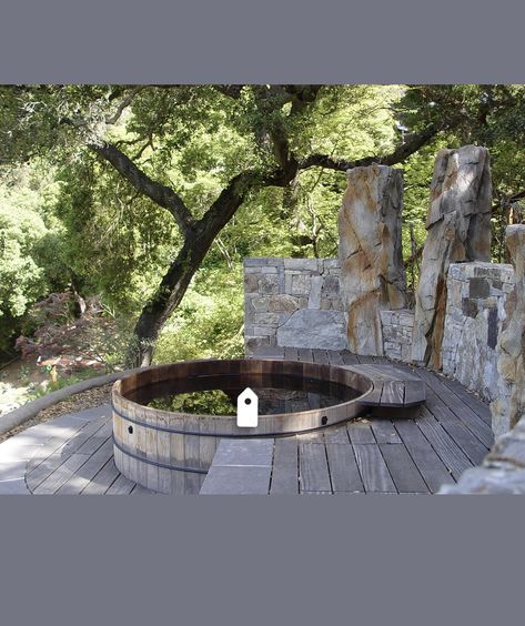 Cedar Soaking Tub Outdoor, Whirlpool Deck, Rustic Deck, Hot Tub Landscaping, Hot Tub Designs, Outdoor Hot Tub, Relaxing Backyard, Hot Tub Ideas, Modern Deck