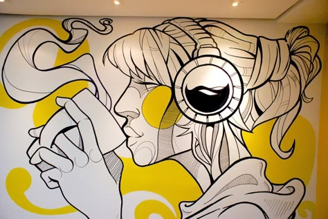 Creative Wall Murals, Art Murals Wall, Office Murals, Office Mural, Creative Wall Painting, Wall Street Art, Cafe Wall Art, Creation Art, Wall Painting Decor