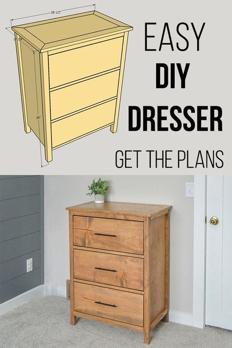 Easy DIY Dresser plans!  The plans are so simple to follow. How to build a basic DIY dresser for cheap using basic lumber. Great project idea for a beginner woodworkers #AnikasDIYLife #woodworking #dresser Diy Dresser Nightstand, Easy Diy Dresser, Diy Dresser Build, Diy Dresser Plans, Dresser Plans, Diy Furniture Cheap, Build Furniture, Small Dresser, Diy Nightstand