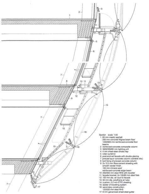 Allianz Arena in Munich – Buildingskins's Blog Man Made Island, Tensile Structures, Space Frame, Structure Architecture, Architectural Drawing, Organic Architecture, Roof Detail, Detailed Drawings, Facade Architecture